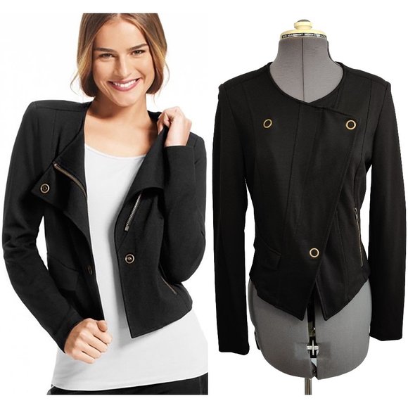 CAbi Jackets & Blazers - CABI Ponte Knit Moto Jacket Black Style 615 Small